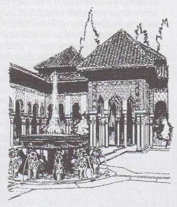 Lví dvůr v nasrovském paláci Alhambra v Granadě